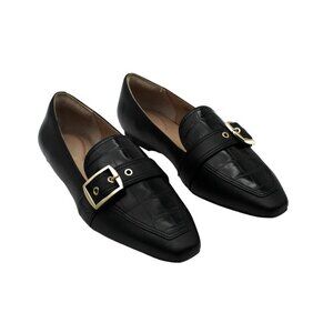 Rockport Black Croc-Embossed Loafers with Gold Accent